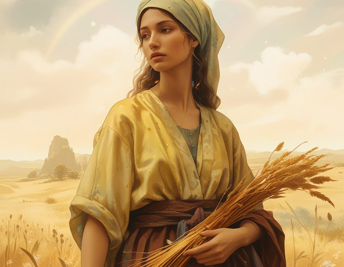 Glowing Astral Ruth in Cosmic Holographic Illustration