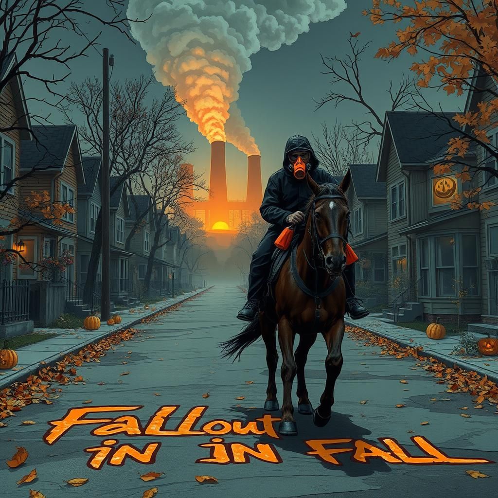 Eerie Fallout Scene with Hazmat Rider