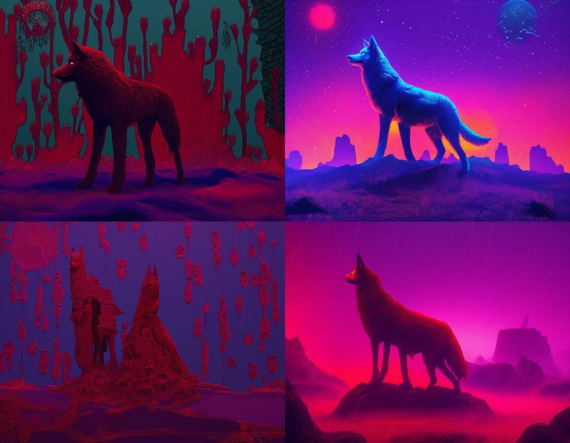 Fantastical Red Wolf Masked Therina in Deep Color