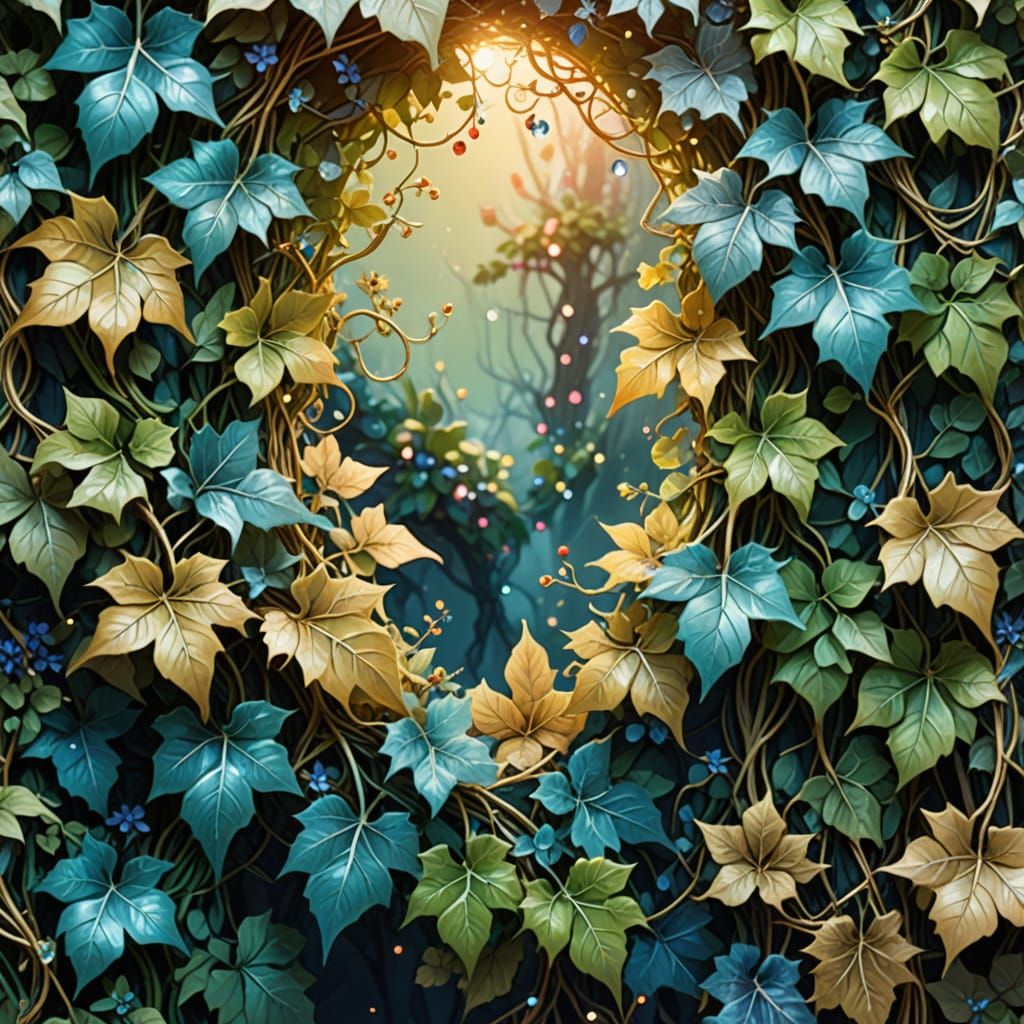 Whimsical Crystal Vines in Fauvist Forest