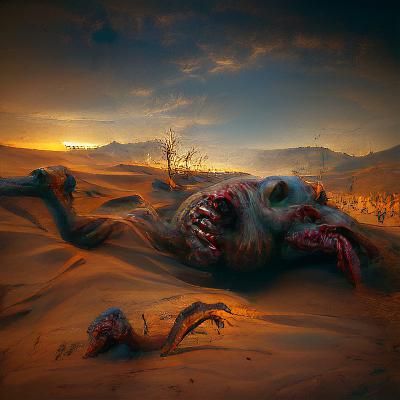 Sinister Zombie Roams Desert Landscape