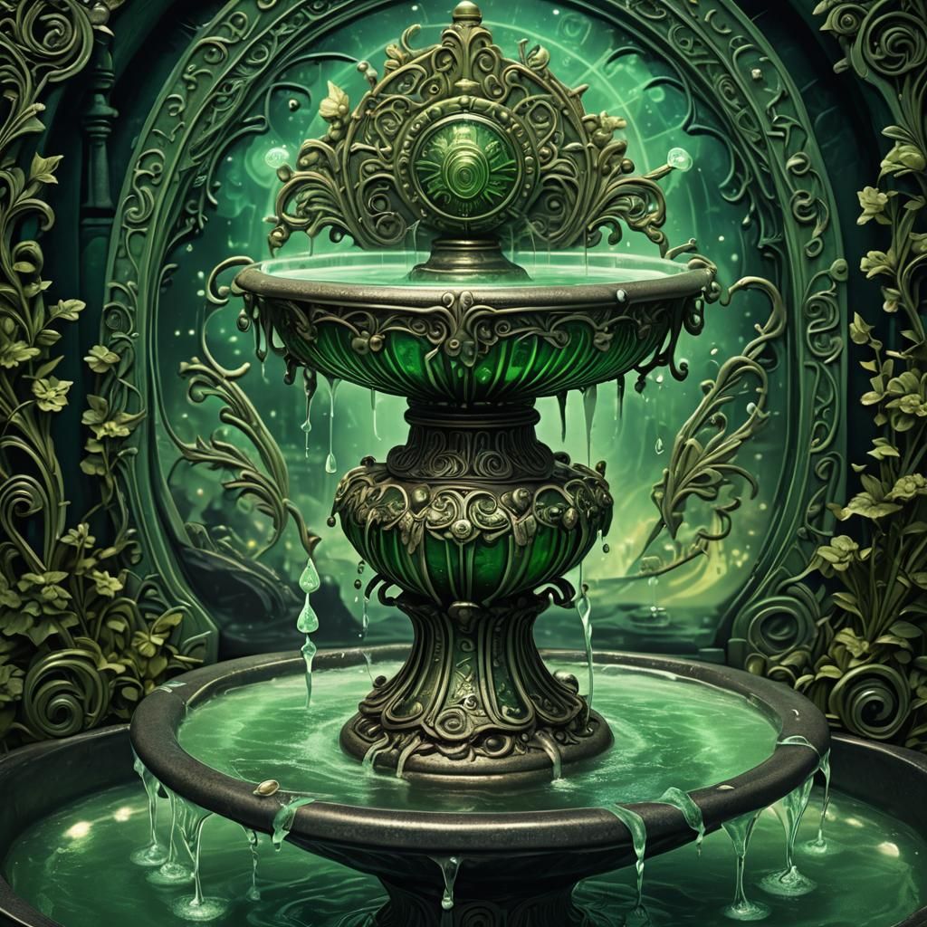Art Nouveau Absinth Fountain in Dark Green