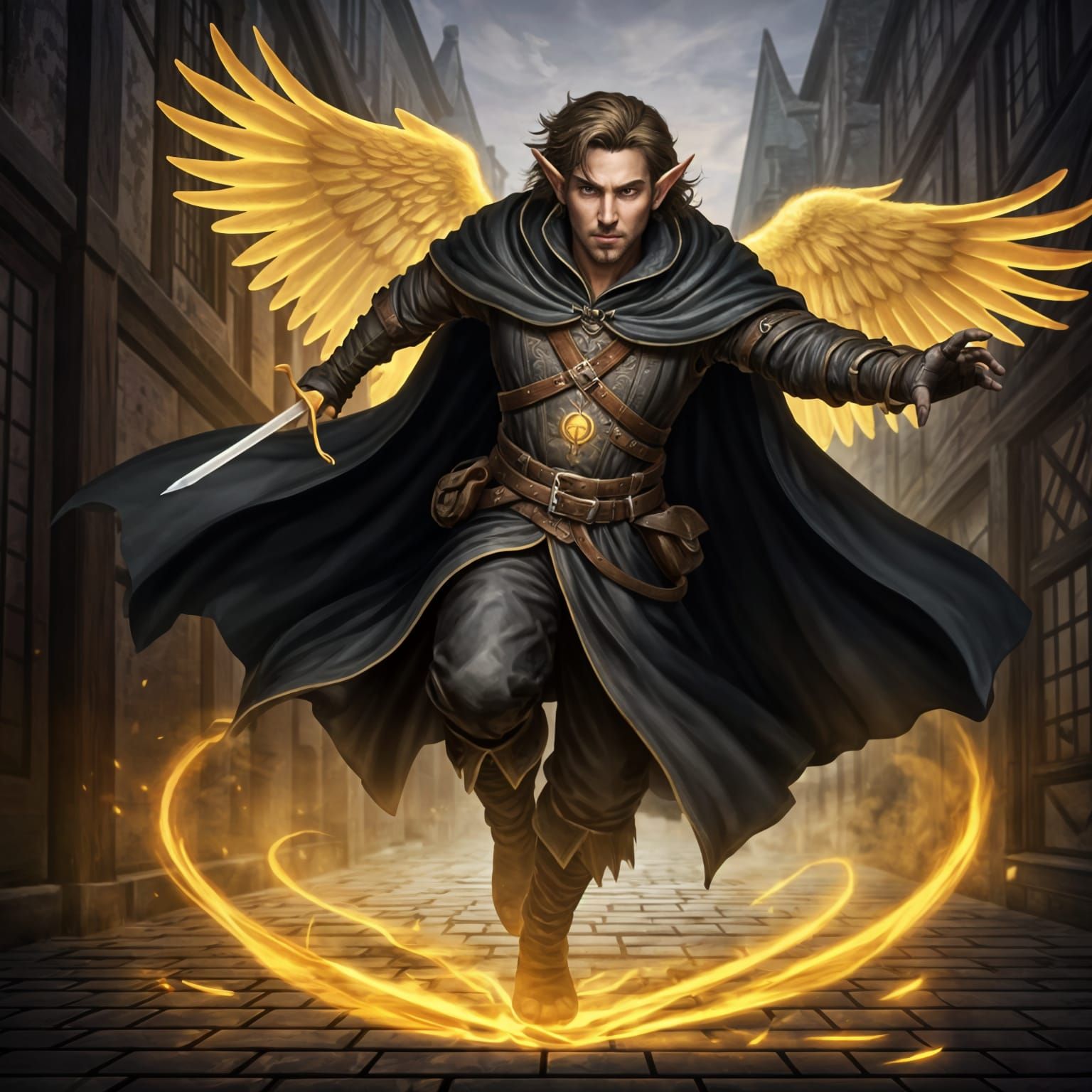 Medieval Fantasy Rogue Warrior in Swirling Cloak