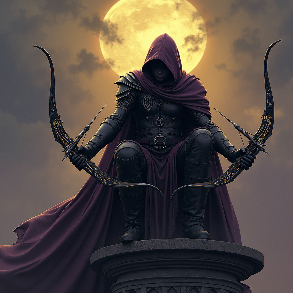 Half-Elf Assassin on Gothic Rooftop, Dark Fantasy Art