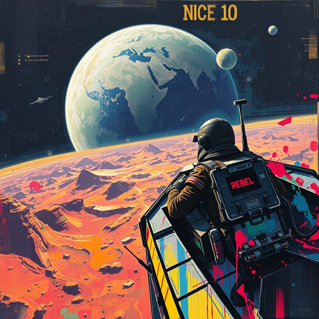 Rebel Fighter Emerges from Hyperspace Over an Alien World in...