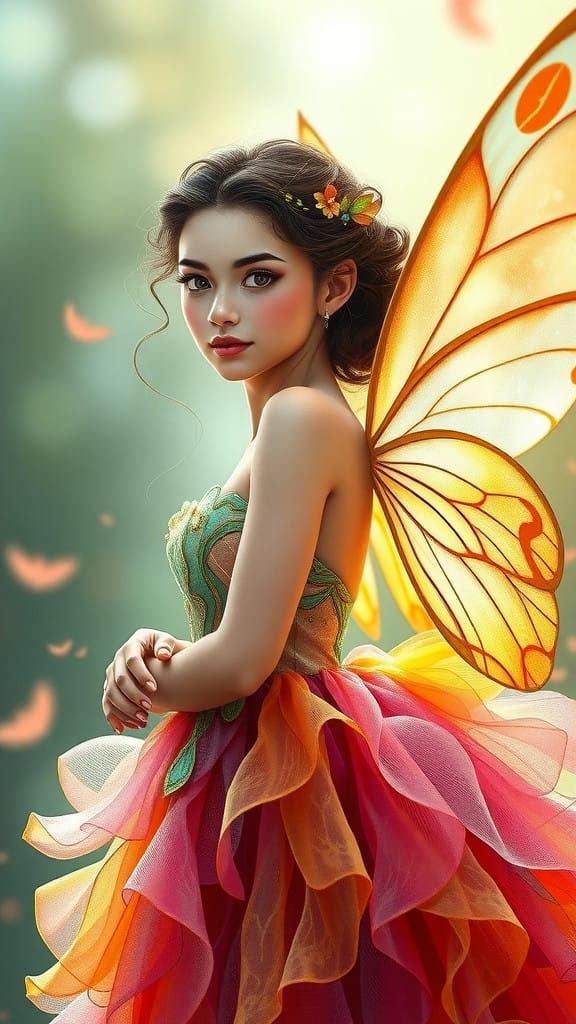 Enchanting Mythical Fairy in Vibrant Attire