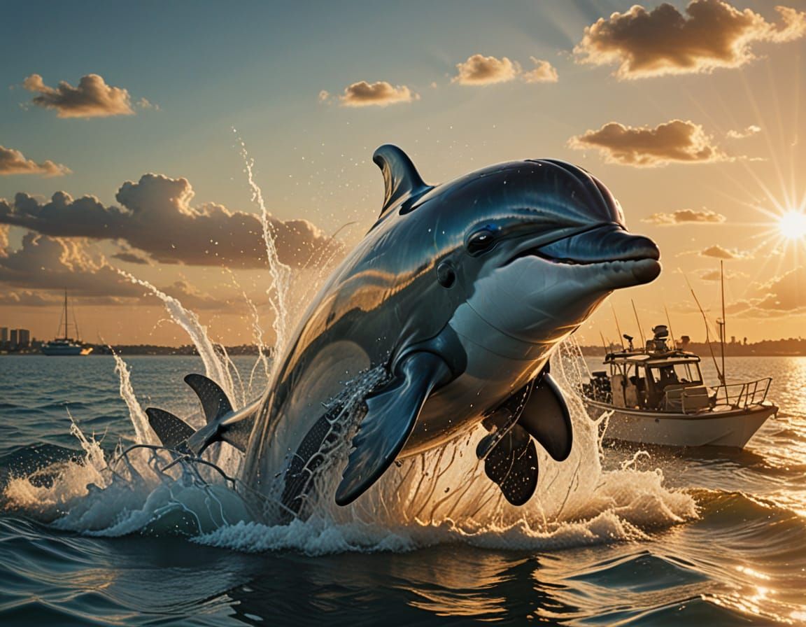 Dolphin with Machine Gun: Hyper-Realistic Concept Art
