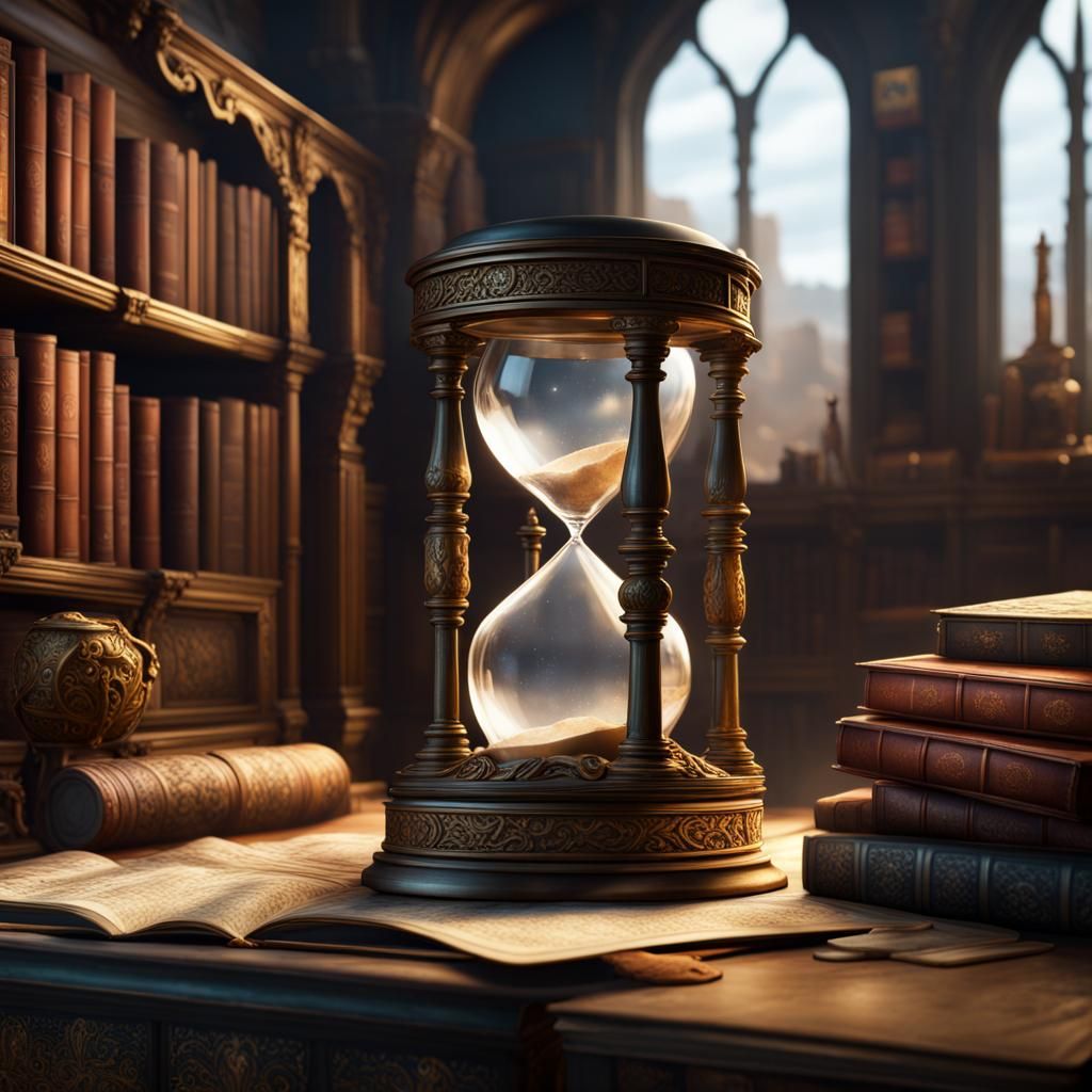 Antiquarian Still Life with Sand Glass and Books