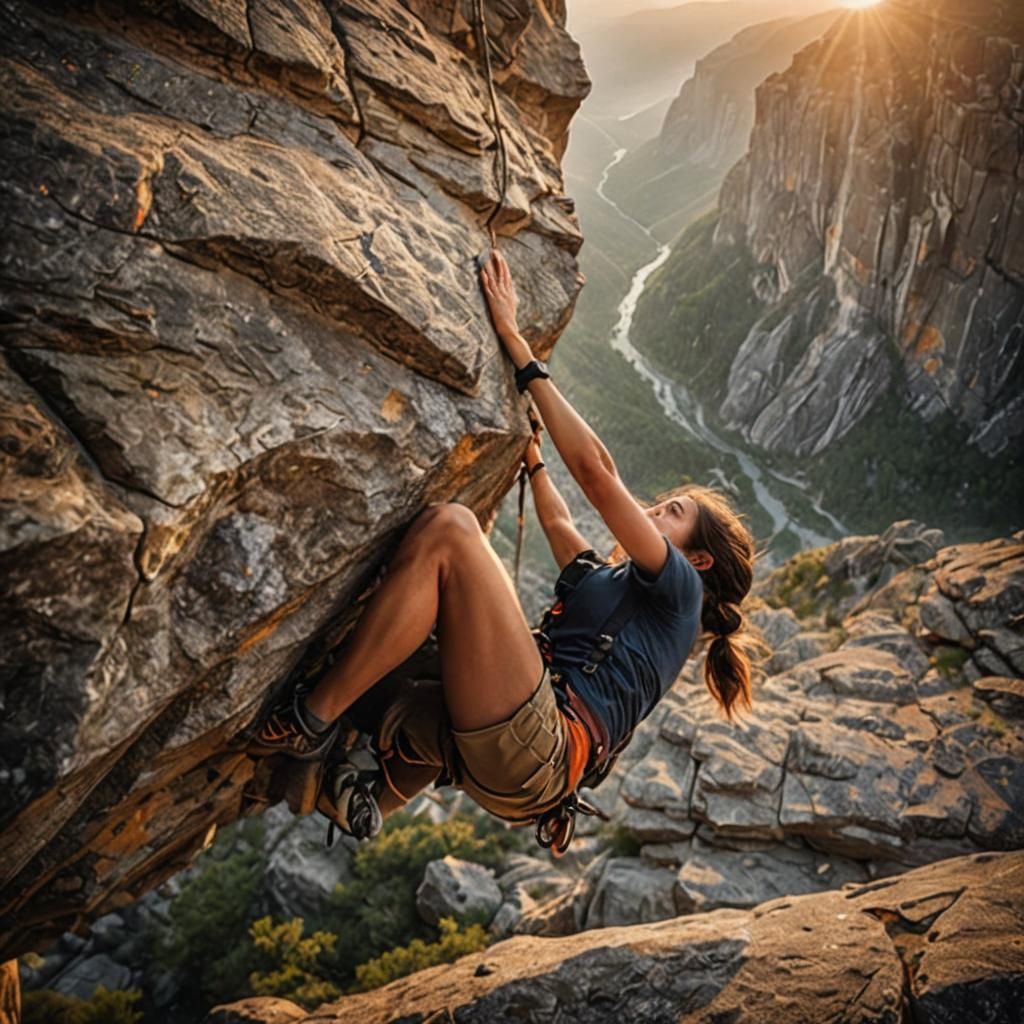 Intense Portrait of Rock Climber in Painterly Style