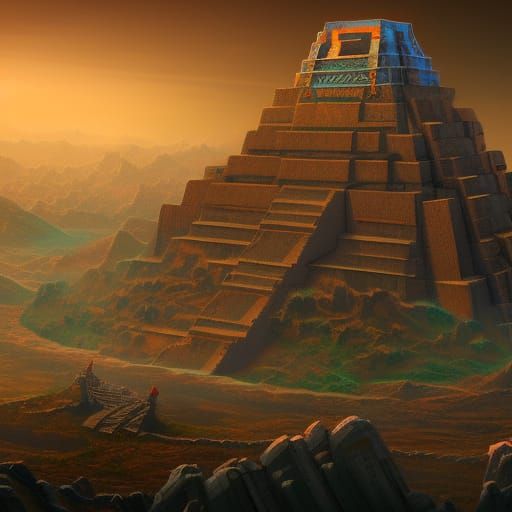 Detailed Ziggurat Matte Painting in Deep Color