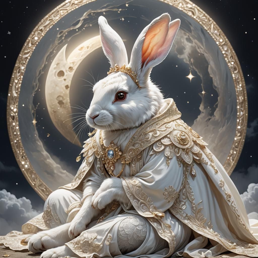 Rabbit on the Moon in Hyperrealistic Concept Art