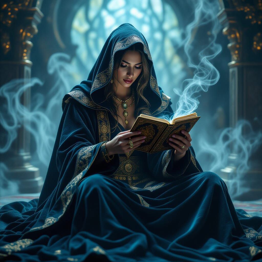 Mystical Tarot Card Reader in a Detailed Matte Painting