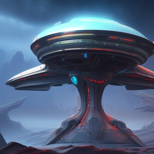 Detailed Alien Spaceship Concept Art