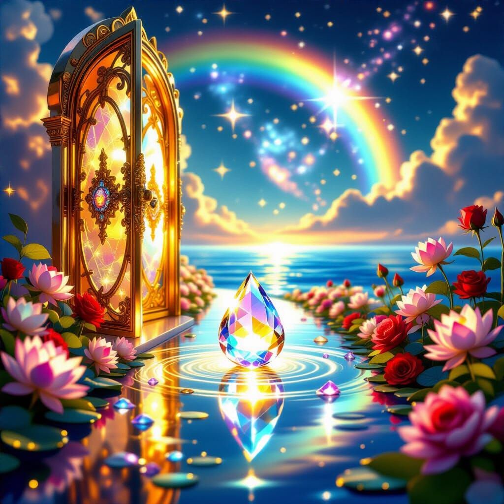 Crystalline Light Drop on Golden Way to Consciousness Ocean