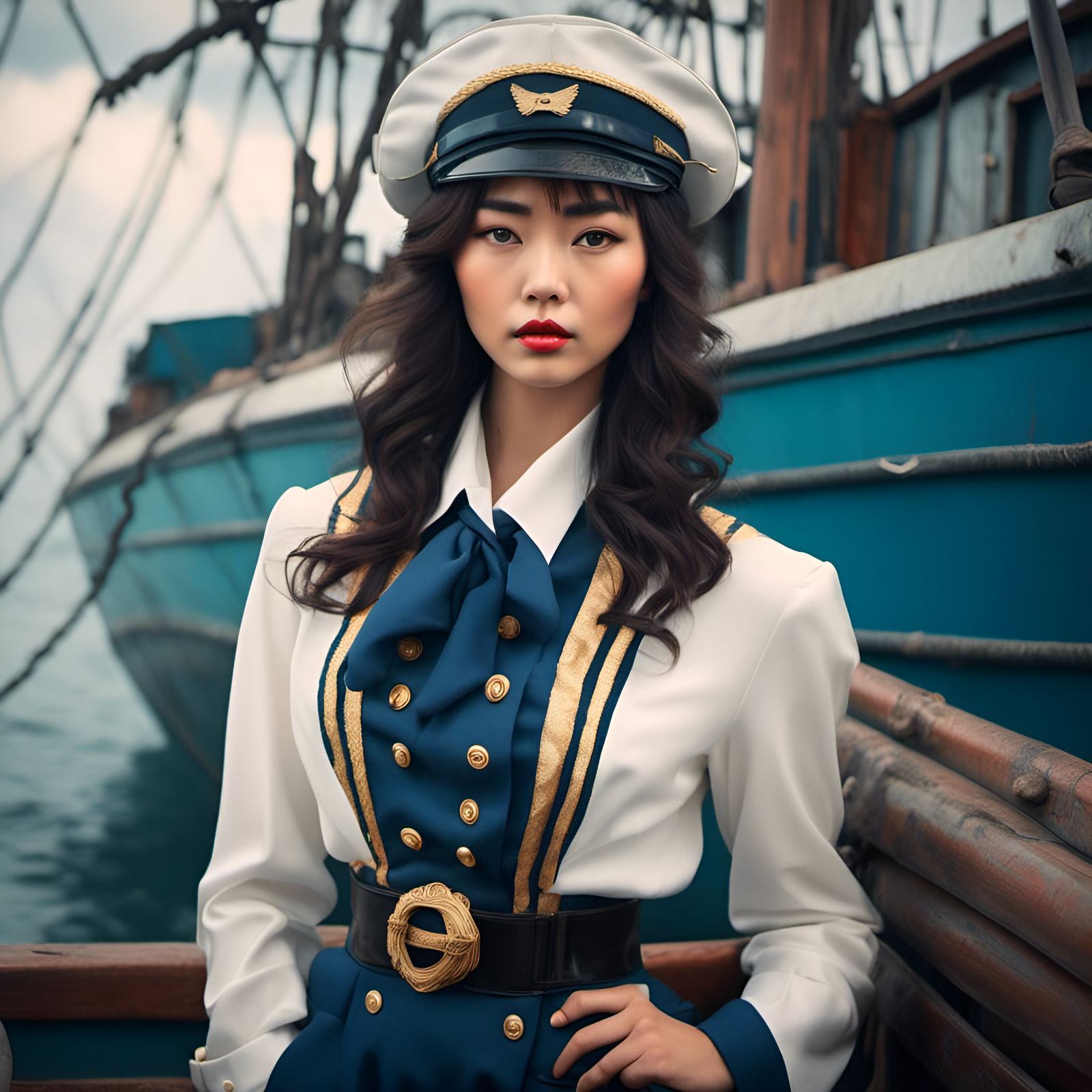 Japanese Sea Captain Portrait in Dreamlike Style