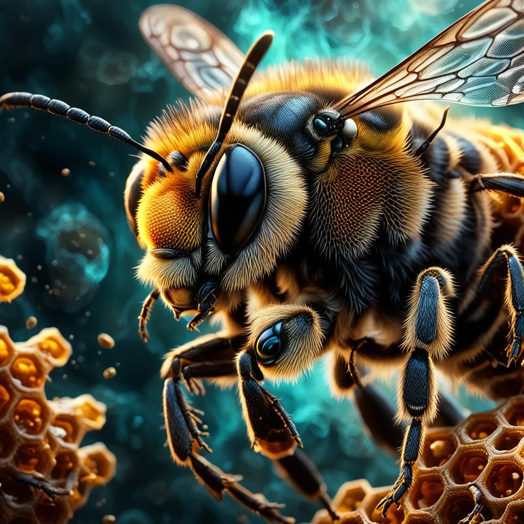 Menacing Terror Honey Bee in Metallic Exoskeleton