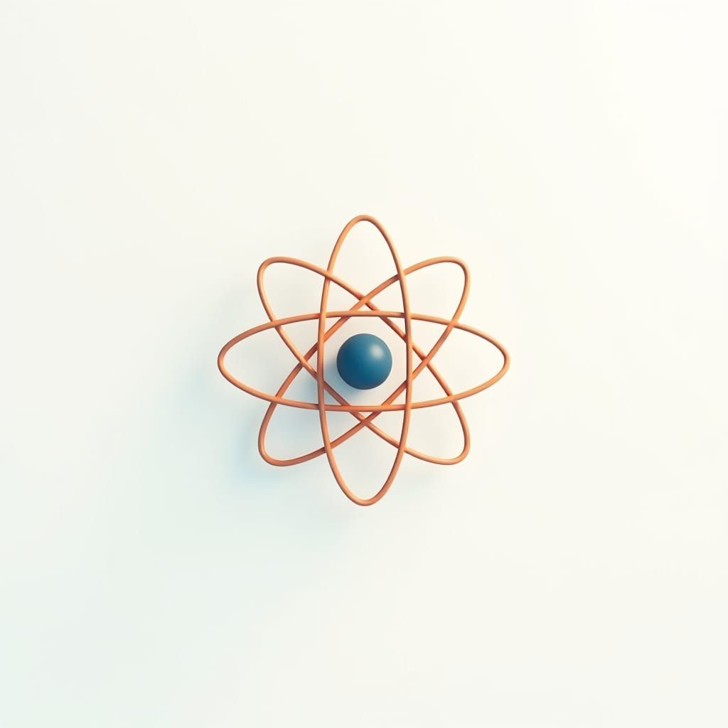Minimalist Atom Logo Design in Sci-Fi Style