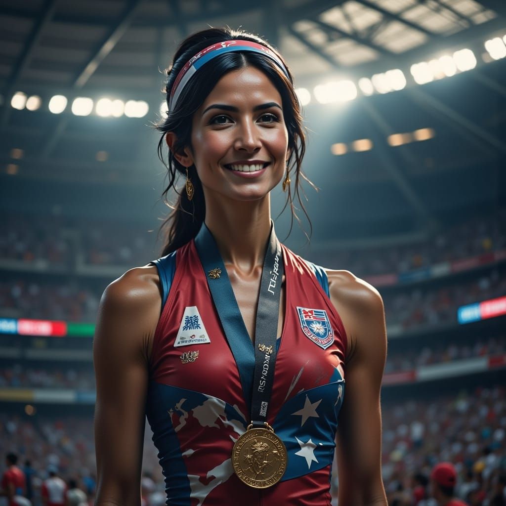 Triumphant Athlete Receives Olympic Medal in Cinematic Style
