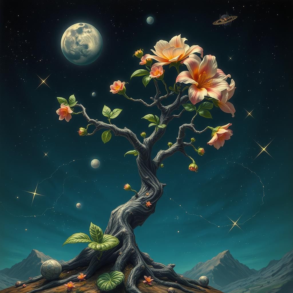Surreal Floral Alien Growth Among the Stars