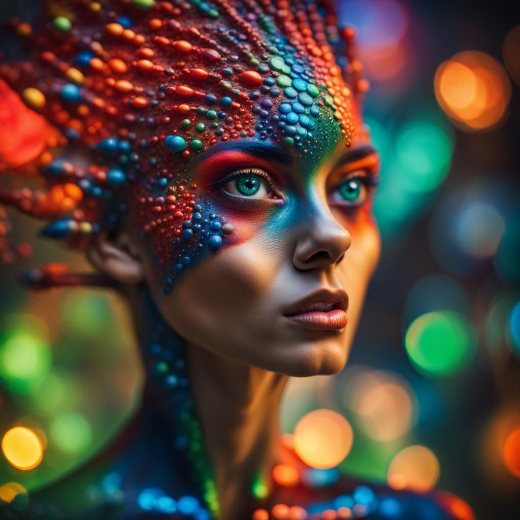 Sensual Alien Woman with Multi-Faceted Eyes