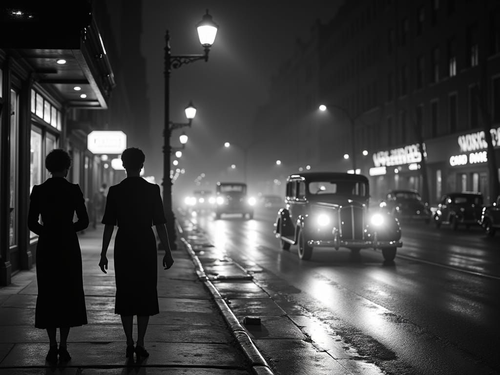 1930s Chicago Street at Night: A Noir Still Life