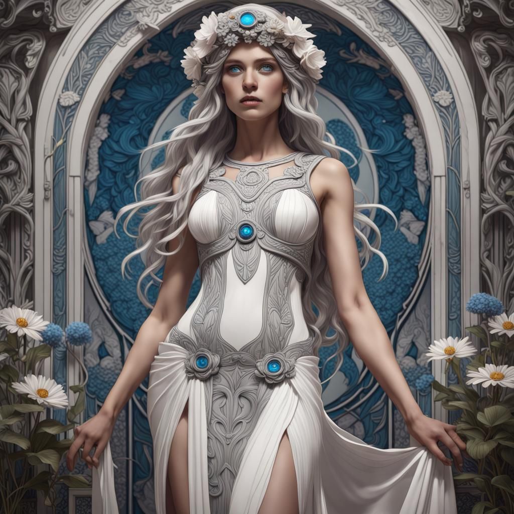 Athena Goddess in Art Nouveau Style