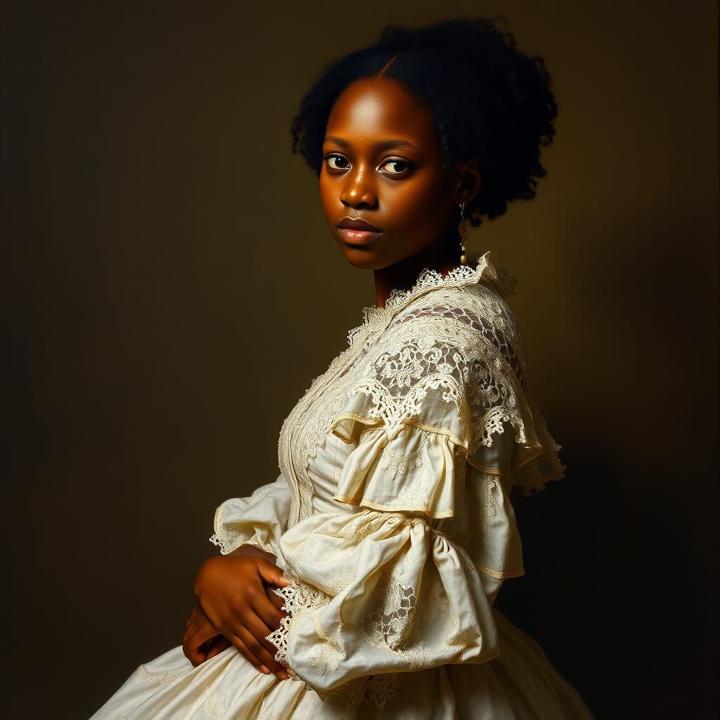 Elegant Portrait of a Woman in Lace Dress