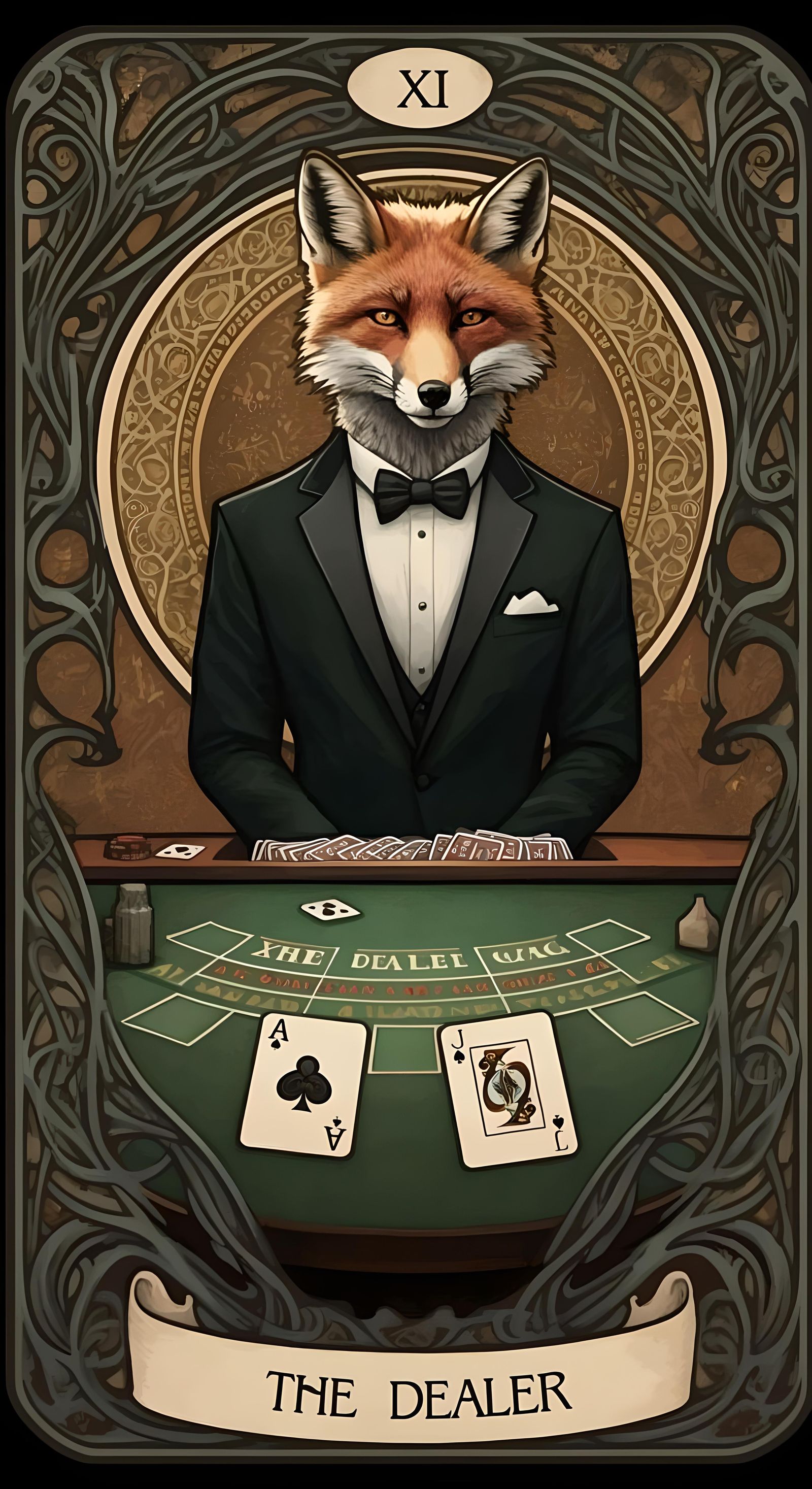 Art Nouveau Tarot Card: The Dealer