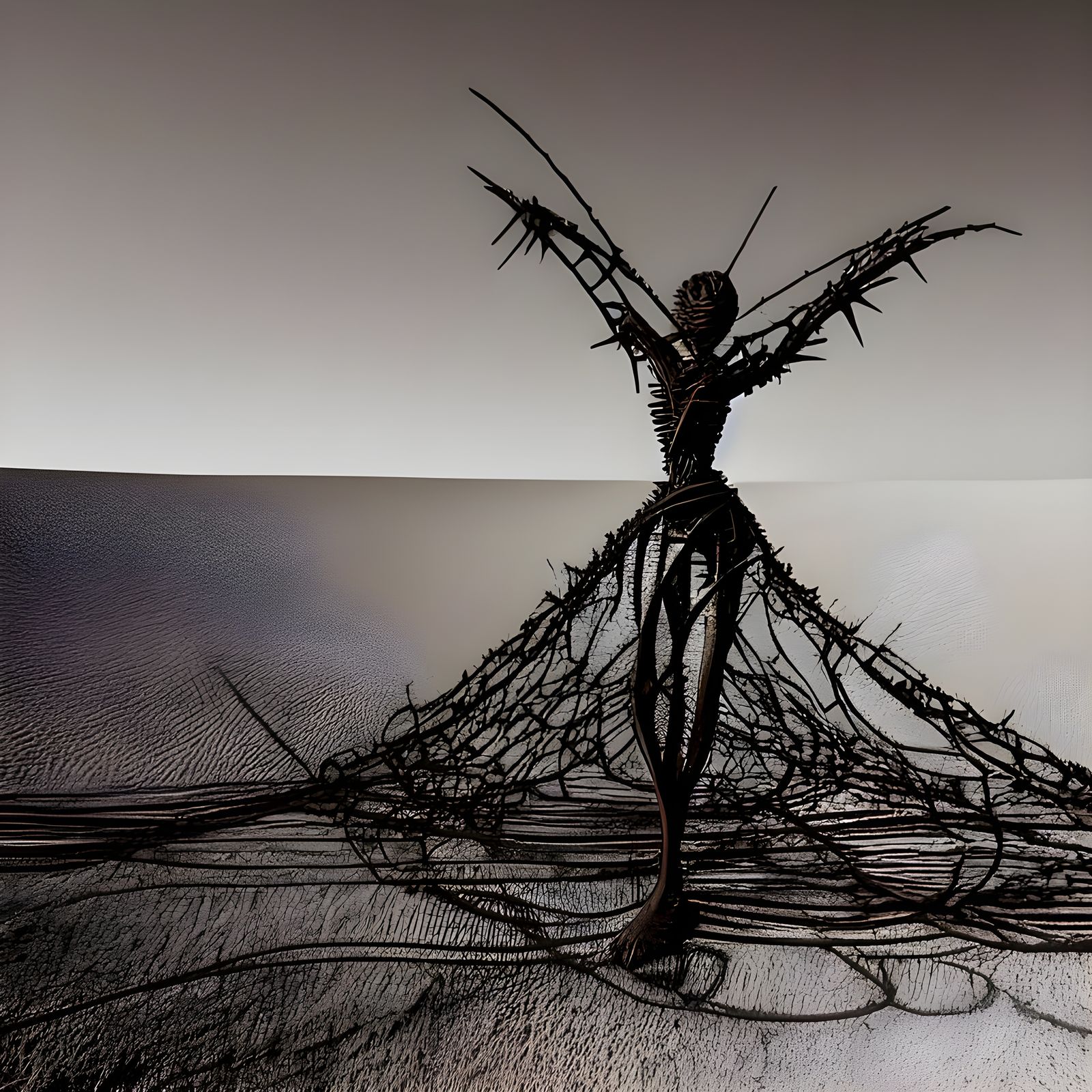 Barbed Wire Woman: A Dystopian Metal Sculpture