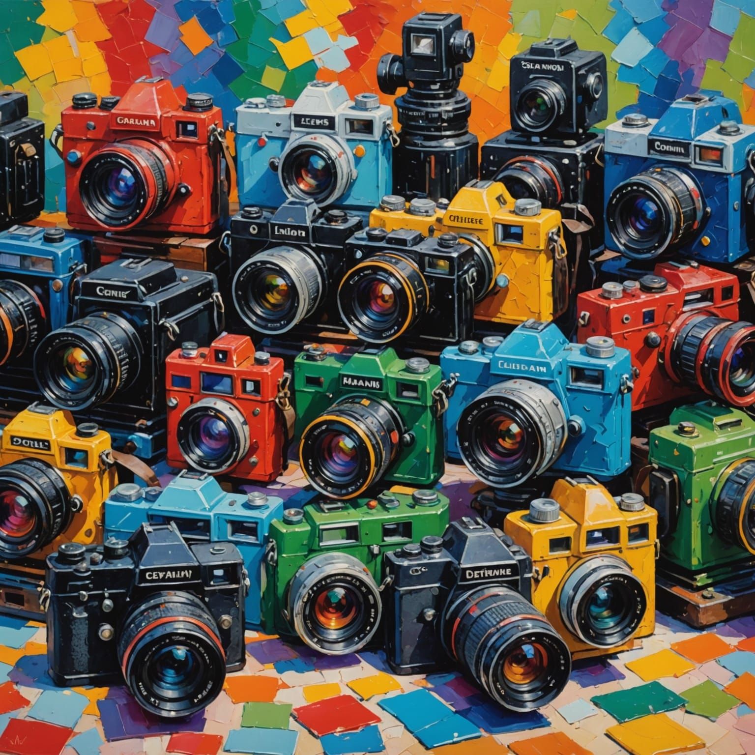 Cameras Through Time: An Expressionist Impasto Painting