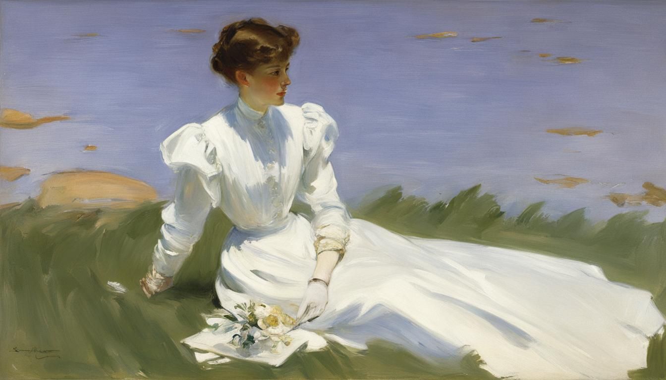 Elegant Portrait in Oil, Late 19th Century Style