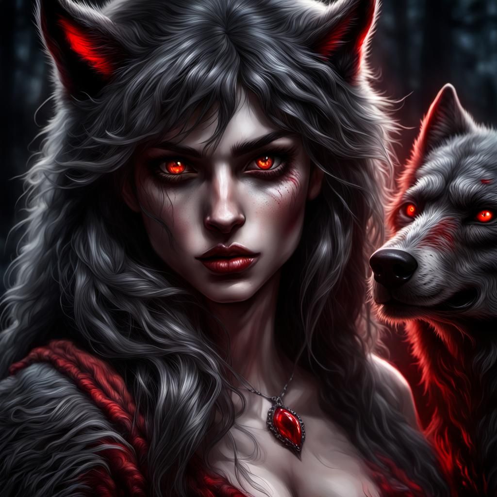 Werewolf Alpha Woman with Glowing Eyes