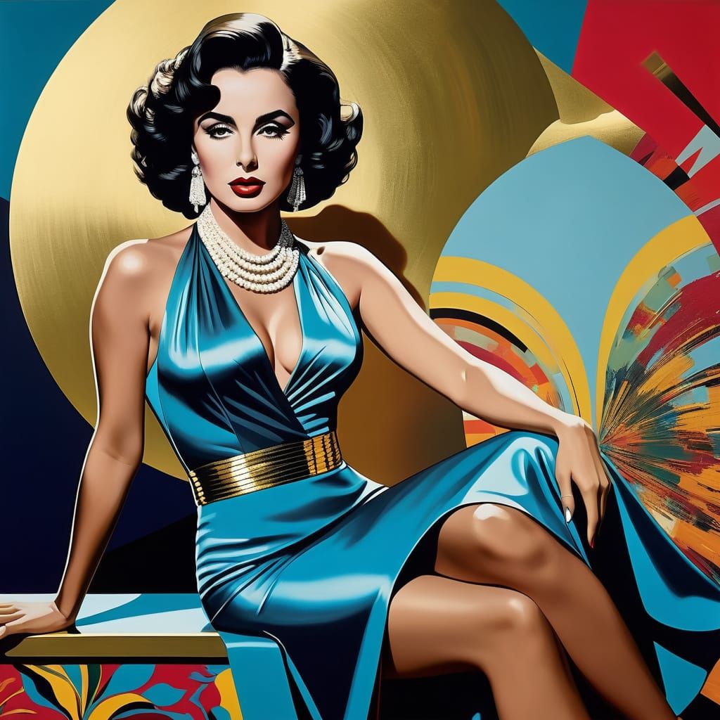 Glamorous Pop Art Portrait of Young Elizabeth Taylor