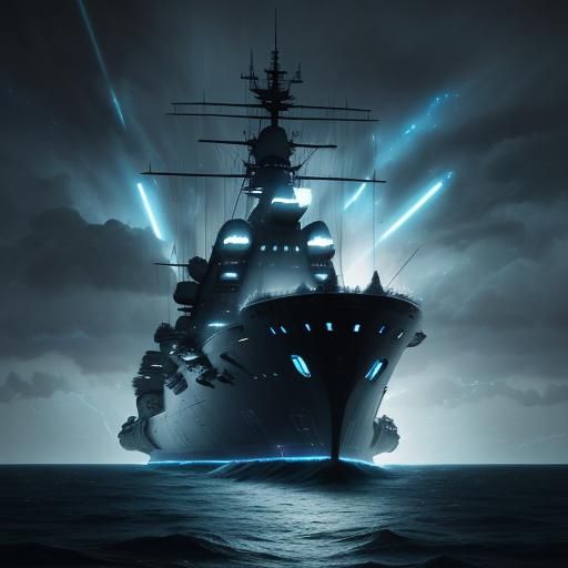 Alien Spaceship Battleship Yamato in Sci-Fi Art