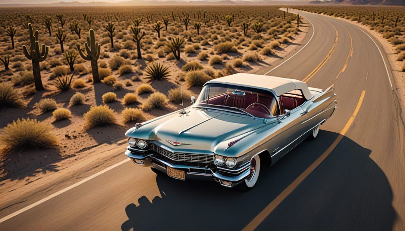 Retro-Futuristic Roadster Speeds Down Desert Highway