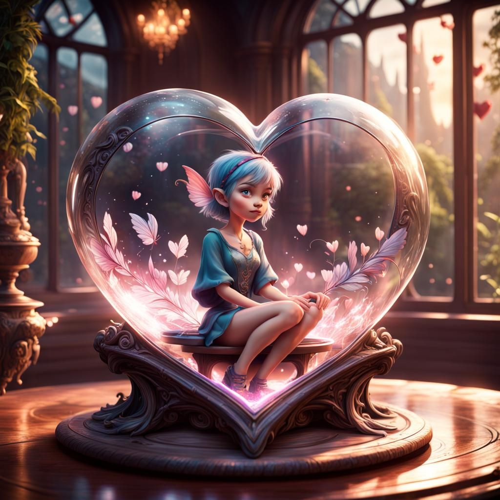 Disney Pixie Inside Glass Heart: Fantasy Art