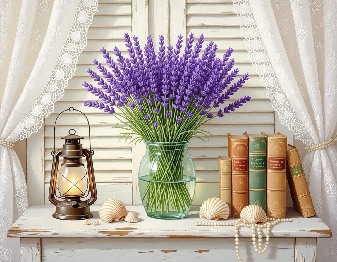 Lavender Still Life in Shabby Chic Style