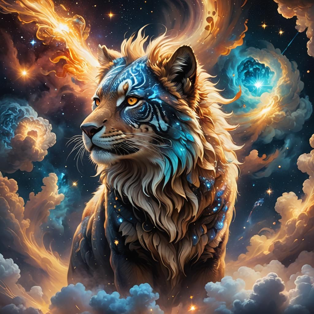 Cosmic Animal: Hyperrealistic Concept Art of Galactic Mind