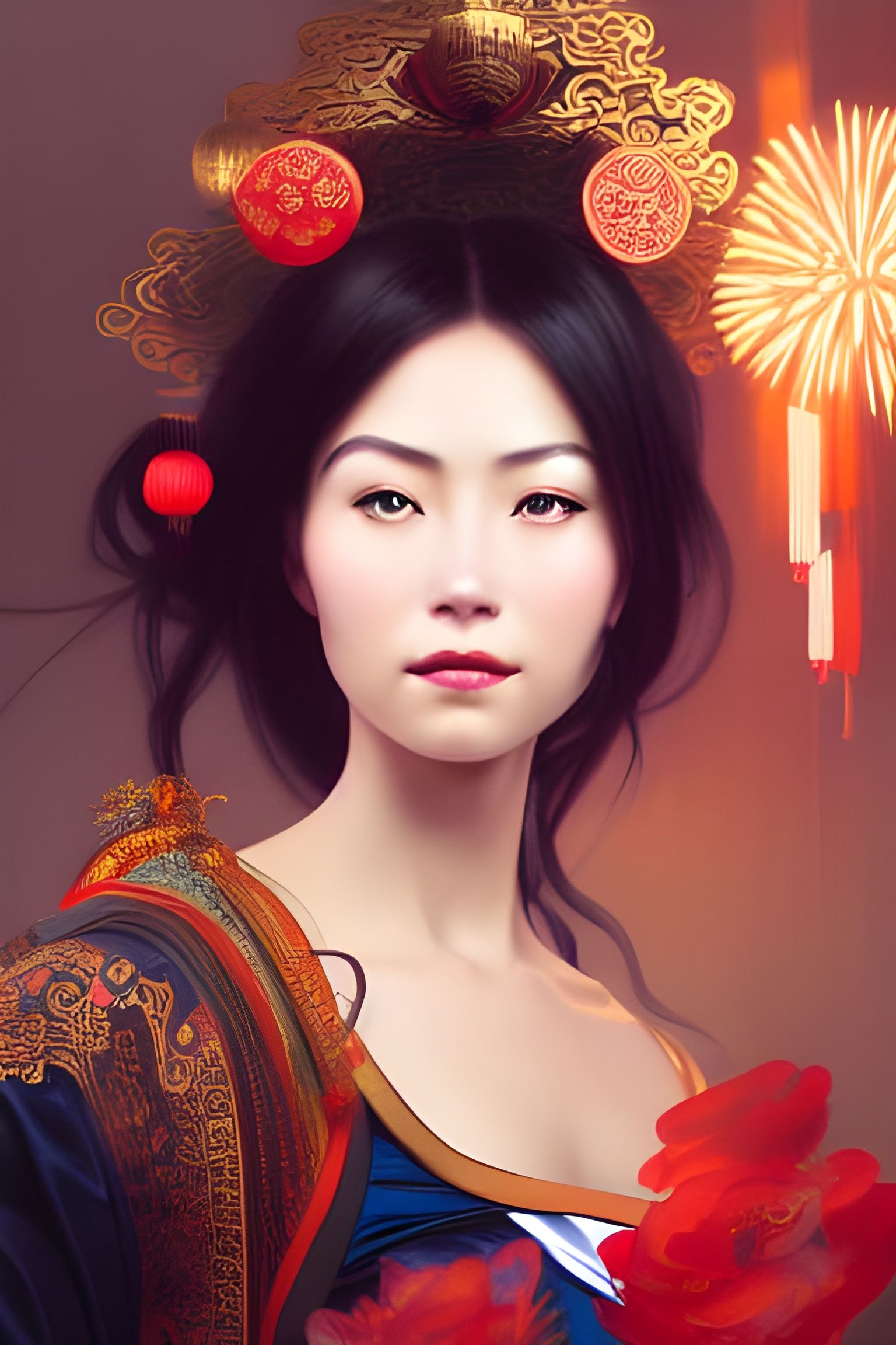 Chinese New Year Celebration with Fireworks