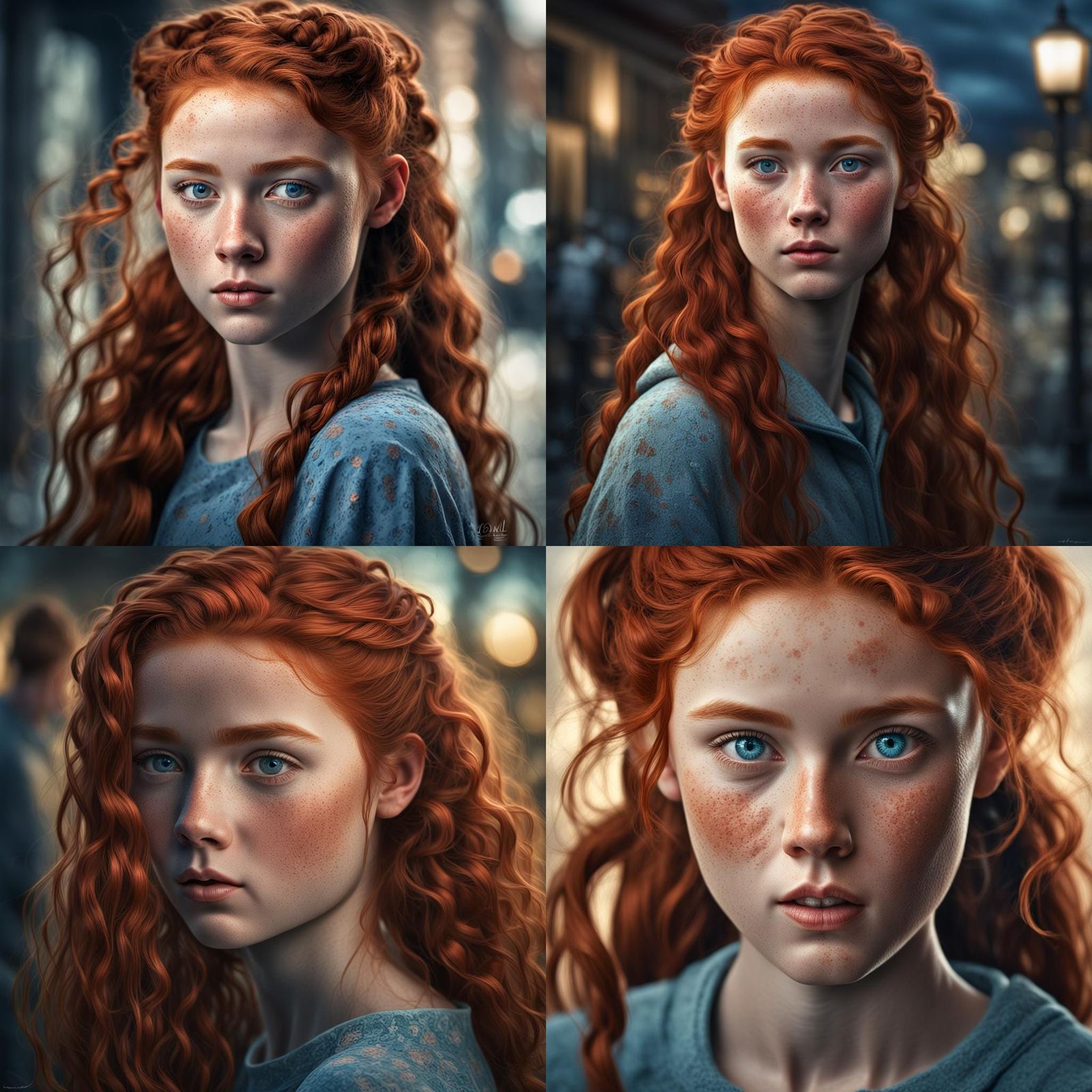 Beautiful Red-Haired Girl with Freckles, Hyperrealistic