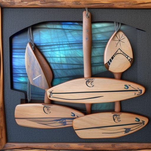 Labradorite Boat Paddles: Indigenous Art Decor