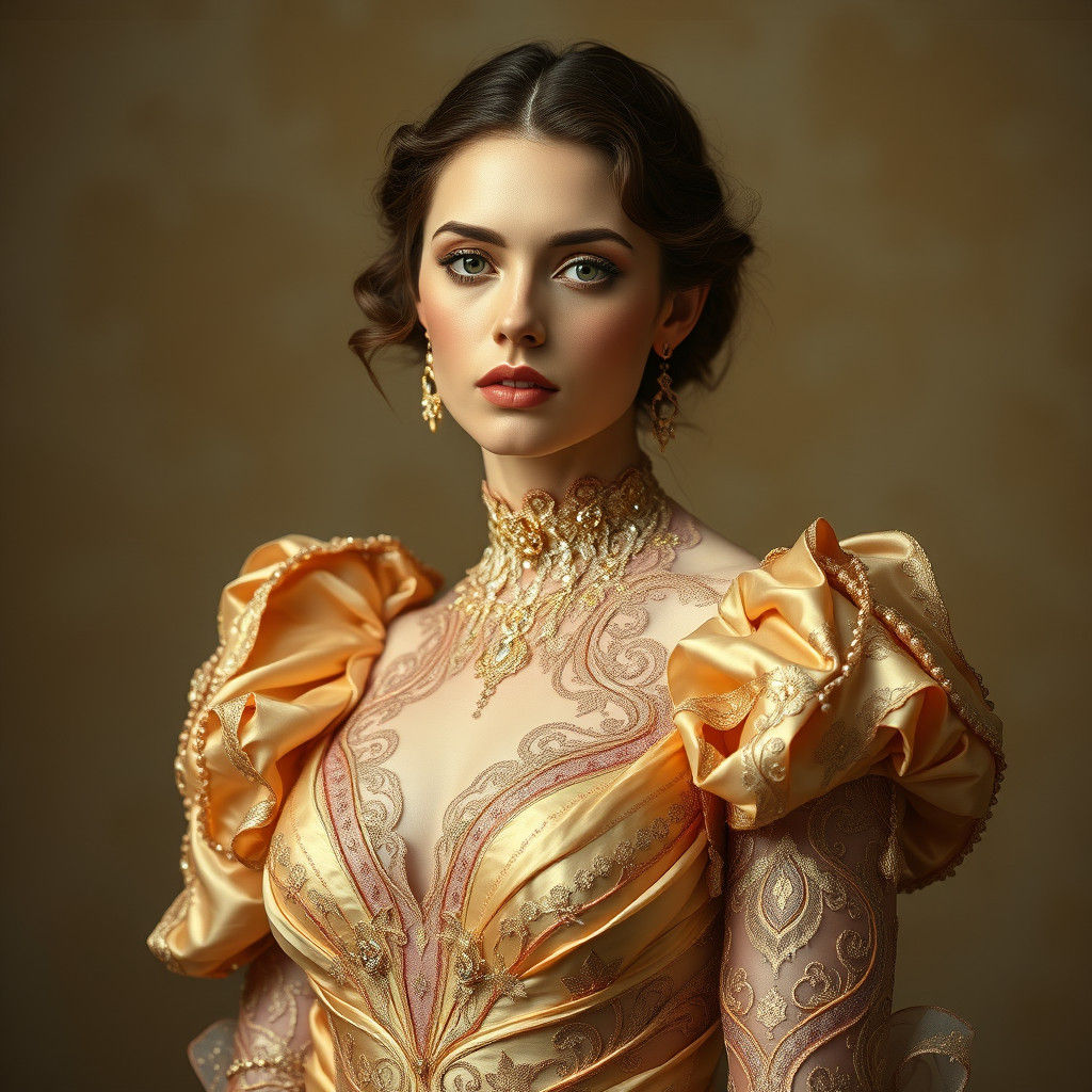 Woman in Glittering Gown: Art Nouveau Style