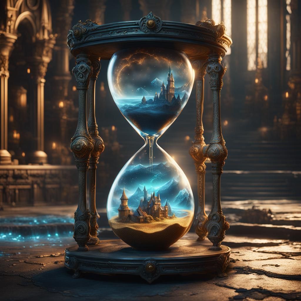 Fantastical Hourglass Concept Art in Deep Color