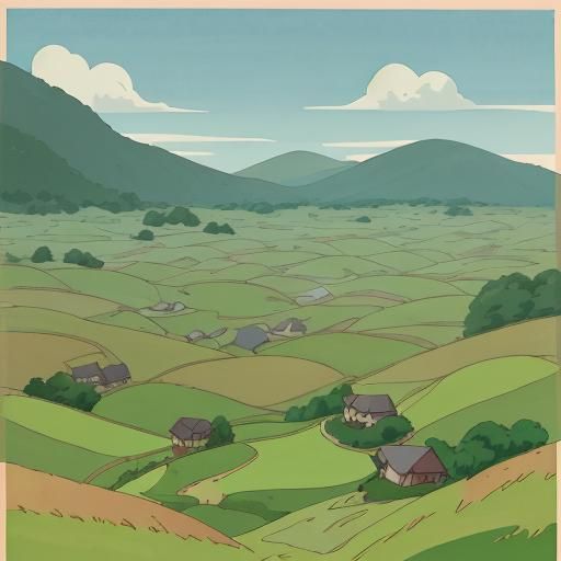 Rolling Hills in Ghibli Style
