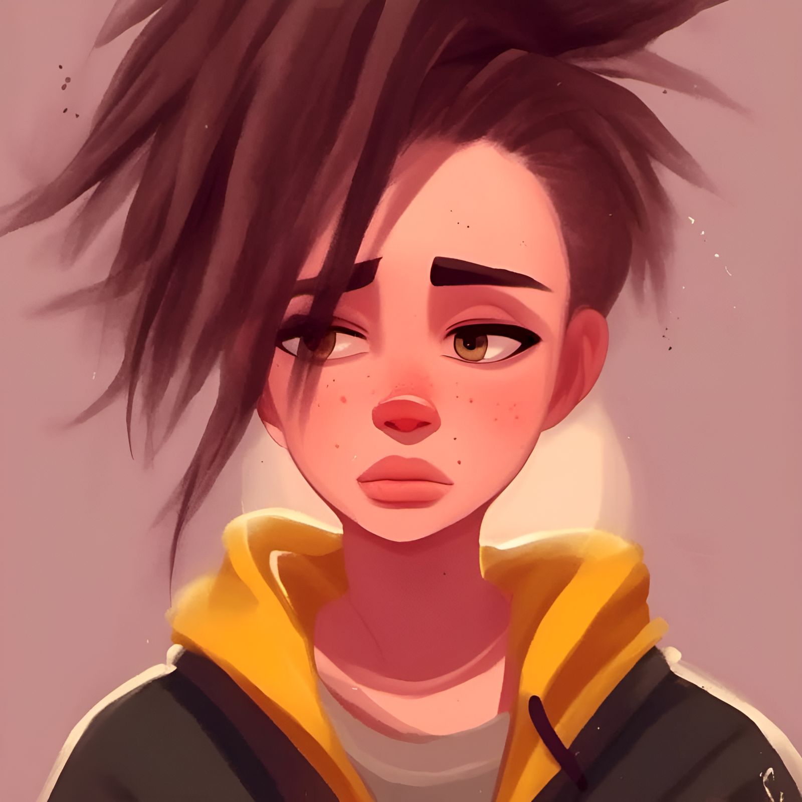 Anime Tomboy with Buzzed Hair in Caricature Art