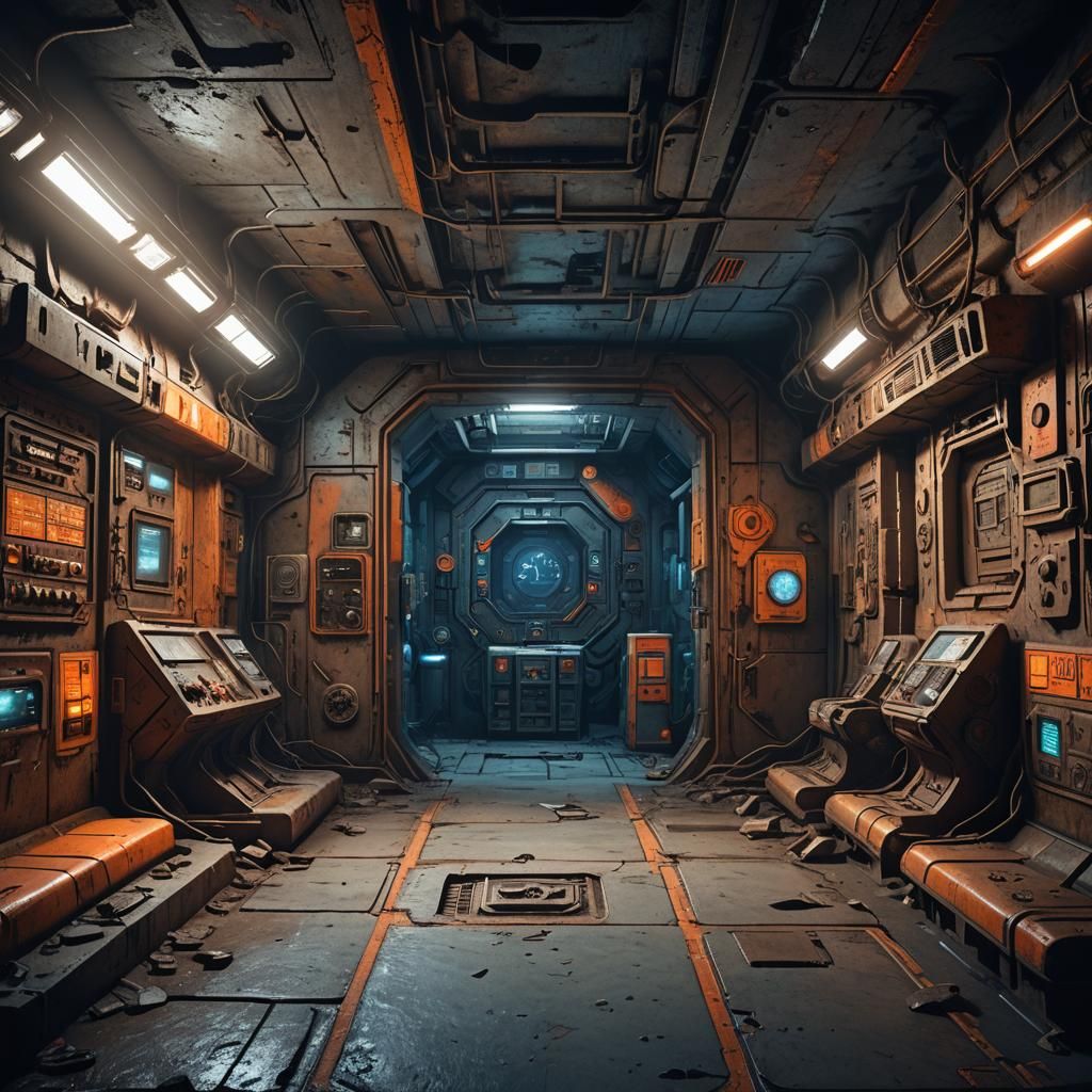 Abandoned Bunker with Futuristic Control Panels