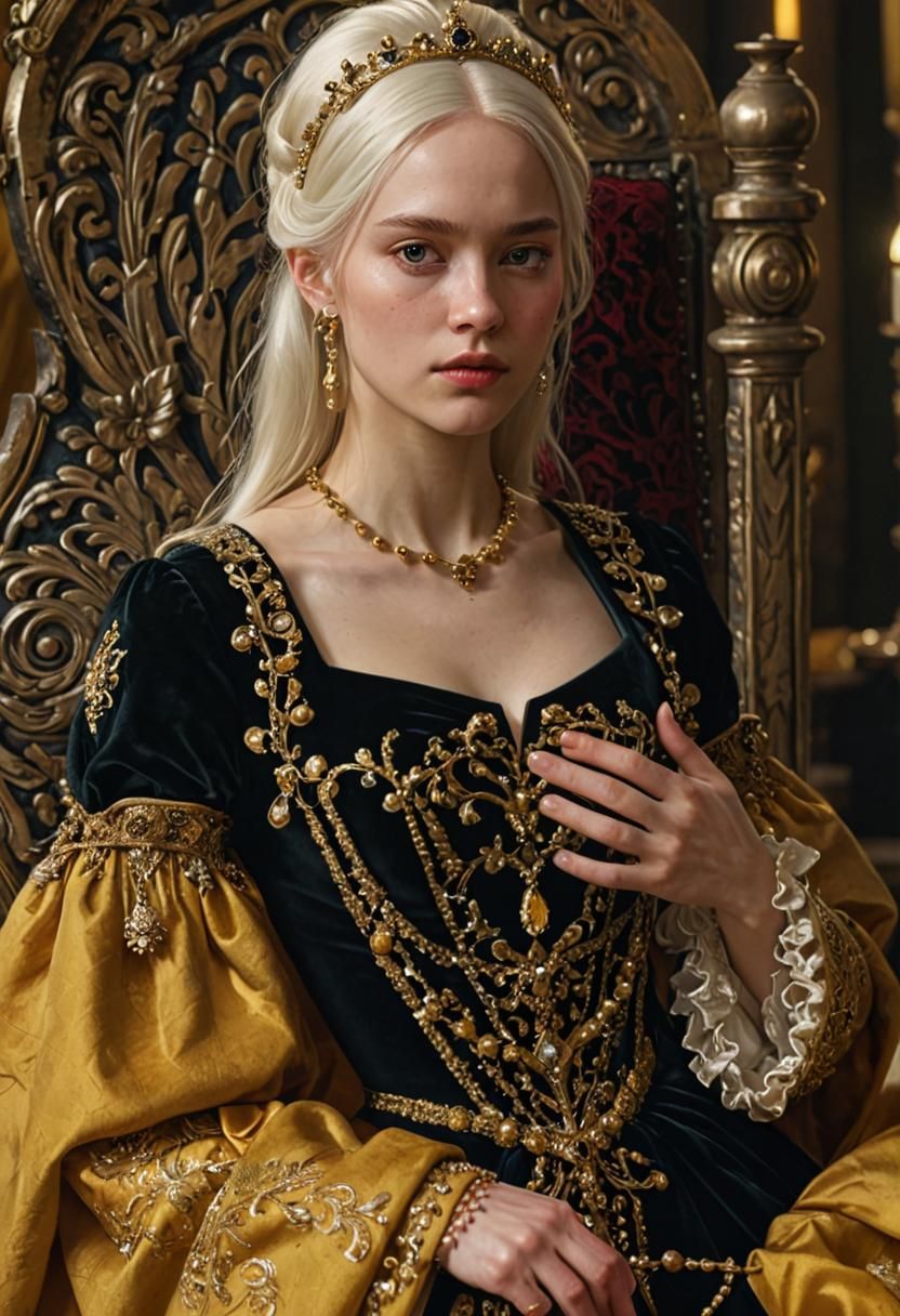 Princess in Royal Throne Room, Medieval Digital Art