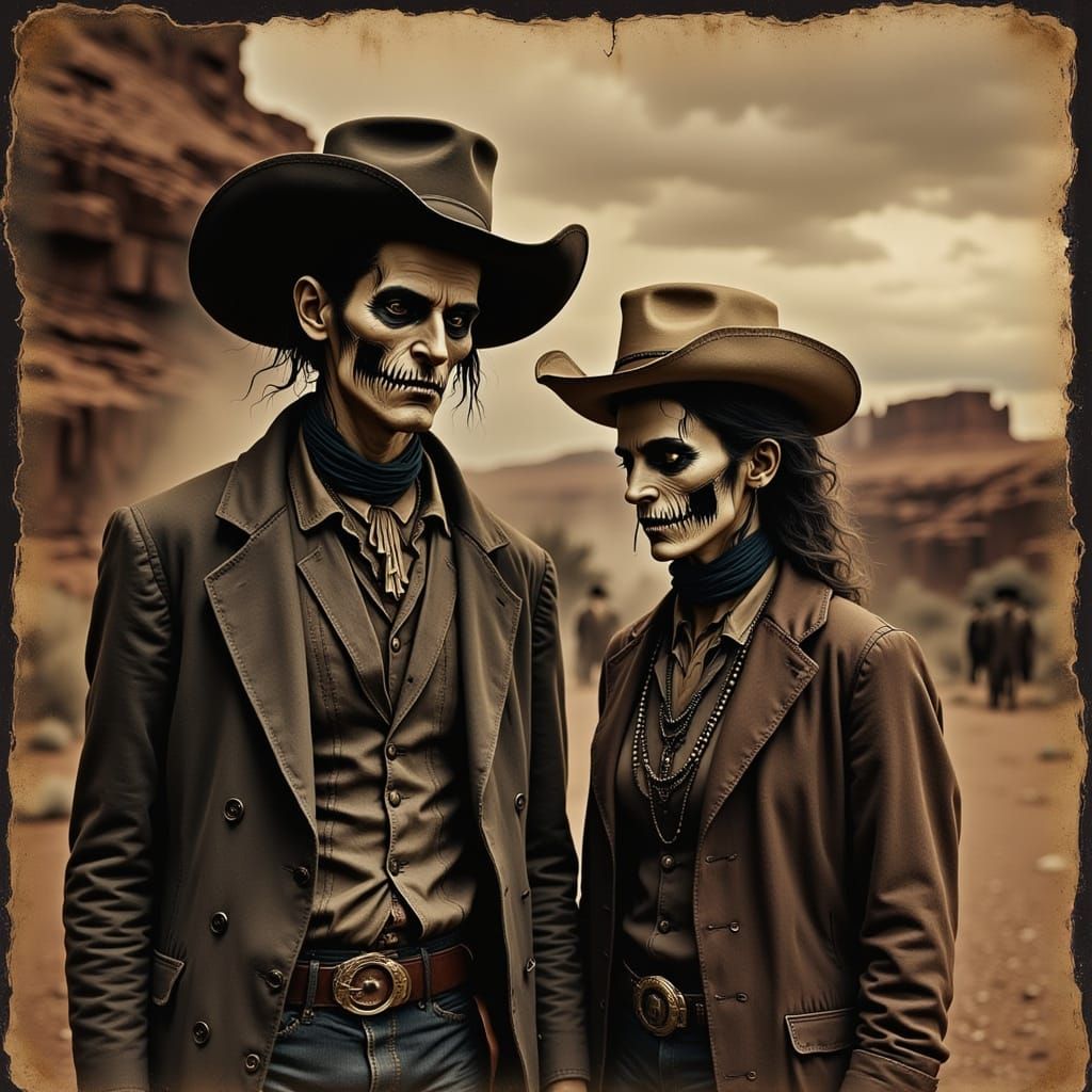Undead Cowboys in Vintage Old West Portrait