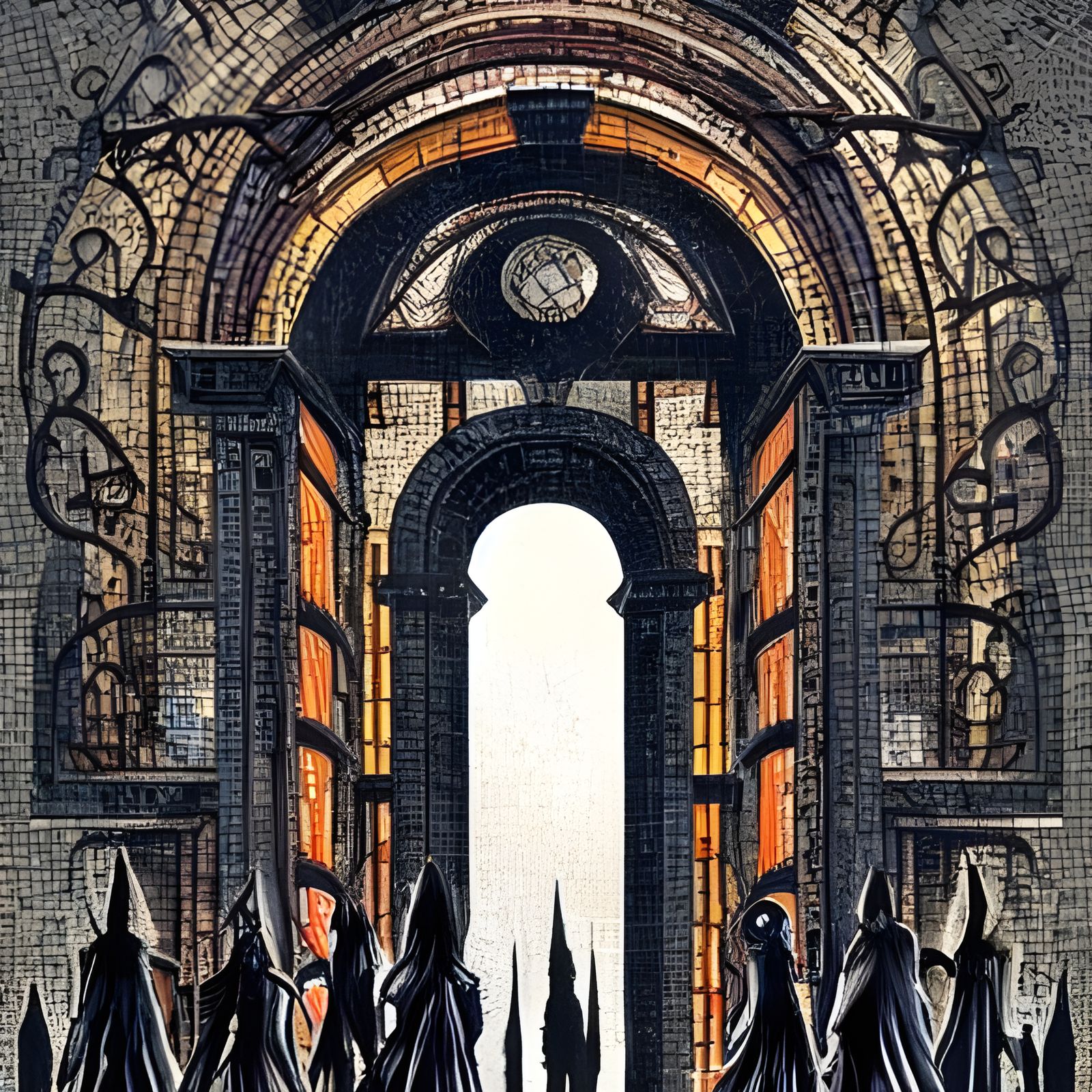 Archangels Defend Heaven's Gates: Quilling Ink Painting