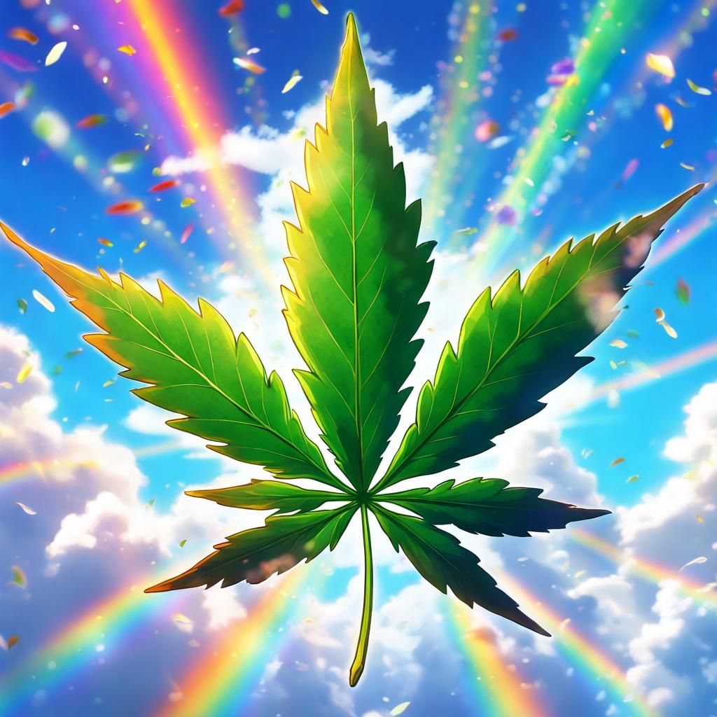 Cannabis Leaf in Sky: Studio Ghibli Anime Visual